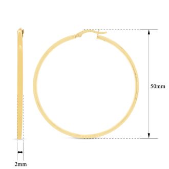 50MM Classic Hoop Earrings In 14 Karat Yellow Gold Over Sterling Silver