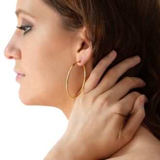 50MM Classic Hoop Earrings In 14 Karat Yellow Gold Over Sterling Silver