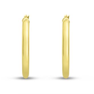 30x3MM Classic Hoop Earrings In 14 Karat Yellow Gold Over Sterling Silver