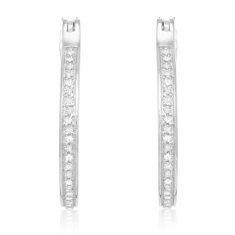 1/4ct Diamond Hoop Earrings in Sterling Silver. Our Most Popular Full Hoop!