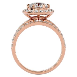 2 1/2 Carat Halo Diamond Bridal Set In 14 Karat Rose Gold With 1 1/2 Carat Center Diamond