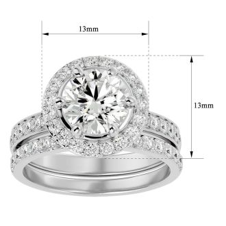 3 Carat Moissanite Halo Bridal Set In 14 Karat White Gold With 2 Carat Center Moissanite