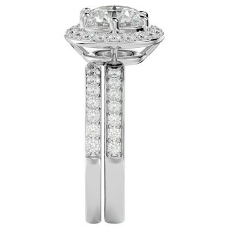 3 Carat Halo Diamond Bridal Set In 14 Karat White Gold With 2 Carat Center Diamond