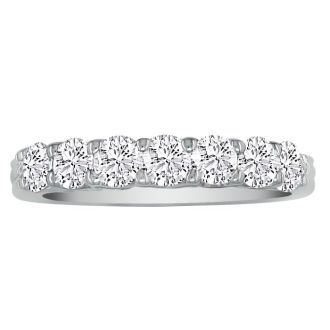 1 Carat Diamond Wedding Band In 14 Karat White Gold