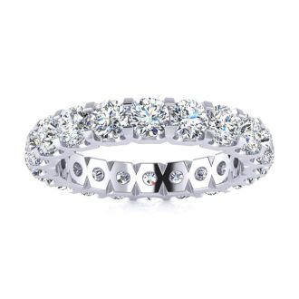 3 Carat Round Moissanite Eternity Ring In Platinum, Ring Size 8