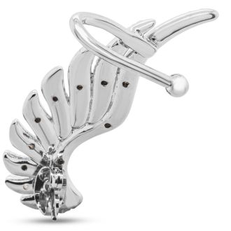 Diamond Drop Earrings: 1/4 Carat Diamond Feather Cuff Earrings In White Gold Overlay.  Sells Out Immediately!