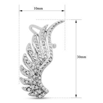 Diamond Drop Earrings: 1/4 Carat Diamond Feather Cuff Earrings In White Gold Overlay.  Sells Out Immediately!