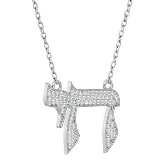 14 Karat White Gold 3/4 Carat Diamond Chai Necklace, 18 Inches
