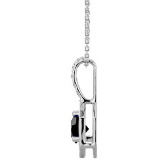1/2 Carat Black Diamond and Halo Diamond Necklace In 14 Karat White Gold, 18 Inches