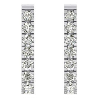 1 1/4 Carat Diamond J Hoop Earrings In 14 Karat White Gold