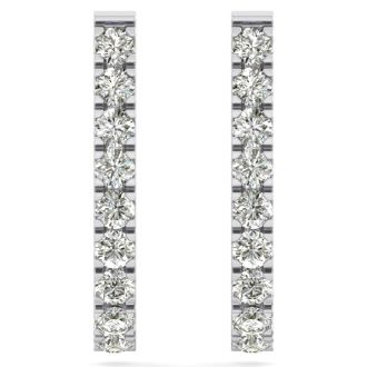 2 Carat Diamond J Hoop Earrings In 14 Karat White Gold