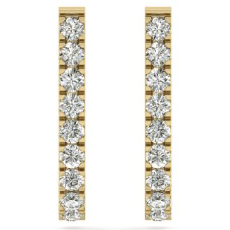 2 Carat Diamond J Hoop Earrings In 14 Karat Yellow Gold
