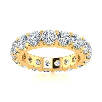 4 Carat Round Moissanite Eternity Ring In 14 Karat Yellow Gold, Ring Size 9