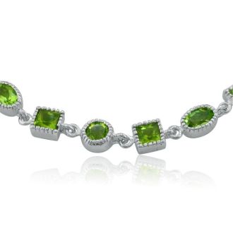 Peridot Jewelry: 7.45ct Peridot Bracelet in Sterling Silver | Silver Jewelry