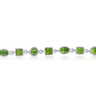 Peridot Jewelry: 7.45ct Peridot Bracelet in Sterling Silver | Silver Jewelry