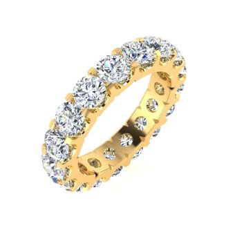 4 Carat Round Diamond Eternity Ring In 14 Karat Yellow Gold, Ring Size 8