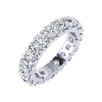 4 Carat Round Diamond Eternity Ring In Platinum, Ring Size 4.5