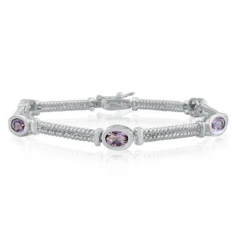 Amethyst Gemstone Jewelry: 2.25ct Rope Style Amethyst Gemstone Bracelet in Sterling Silver | Silver Jewelry