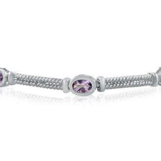 Amethyst Gemstone Jewelry: 2.25ct Rope Style Amethyst Gemstone Bracelet in Sterling Silver | Silver Jewelry