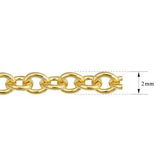 20 Inch 1MM Cable Chain In Yellow Gold Overlay