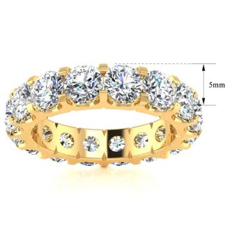 5 Carat Round Diamond Eternity Ring In 14 Karat Yellow Gold, Ring Size 5.5