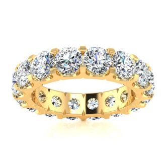 5 Carat Round Diamond Eternity Ring In 14 Karat Yellow Gold, Ring Size 7.5
