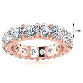 5 Carat Round Diamond Eternity Ring In 14 Karat Rose Gold, Ring Size 8