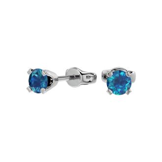 1/3 Carat Blue Diamond Stud Earrings In White Gold