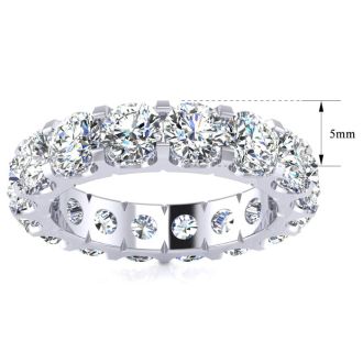 5 Carat Round Diamond Eternity Ring In Platinum, Ring Size 9.5