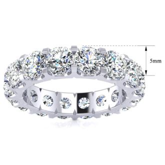 5 Carat Round Diamond Eternity Ring In 14 Karat White Gold, Ring Size 5