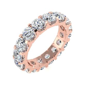 5 Carat Round Diamond Eternity Ring In 14 Karat Rose Gold, Ring Size 7.5
