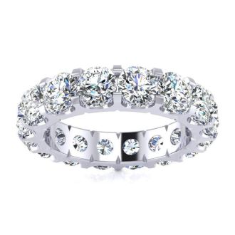 5 Carat Round Diamond Eternity Ring In Platinum, Ring Size 6.5
