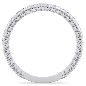 Moissanite Engagement Ring; 0.40 Carat Moissanite Wedding Band In 14 Karat White Gold