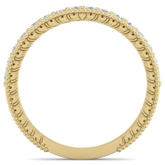 Moissanite Engagement Ring; 0.40 Carat Moissanite Wedding Band In 14 Karat Yellow Gold