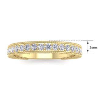 Moissanite Engagement Ring; 0.40 Carat Moissanite Wedding Band In 14 Karat Yellow Gold