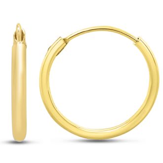 10MM Endless Hoop Earrings In 14 Karat Yellow Gold Over Sterling Silver