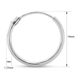 Sterling Silver 14mm Diameter Endless Hoop Earrings 