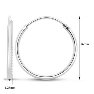 16MM Endless Hoop Earrings In Sterling Silver