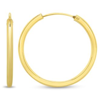 28x2.25MM Endless Hoop Earrings In 14 Karat Yellow Gold Over Sterling Silver
