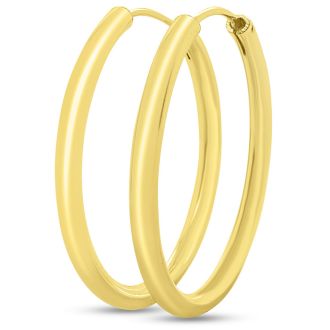 28x2.25MM Endless Hoop Earrings In 14 Karat Yellow Gold Over Sterling Silver