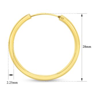 28x2.25MM Endless Hoop Earrings In 14 Karat Yellow Gold Over Sterling Silver