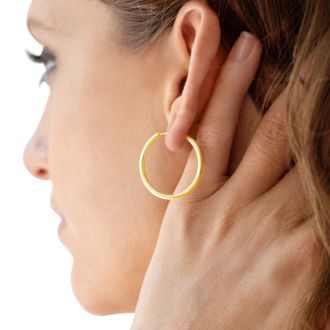 28x2.25MM Endless Hoop Earrings In 14 Karat Yellow Gold Over Sterling Silver