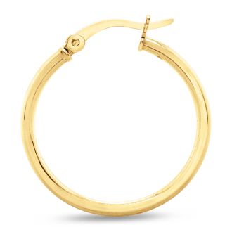 25MM Classic Hoop Earrings In 14 Karat Yellow Gold Over Sterling Silver.  Perfect 1 Inch Size For Every Day!