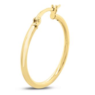 25MM Classic Hoop Earrings In 14 Karat Yellow Gold Over Sterling Silver.  Perfect 1 Inch Size For Every Day!
