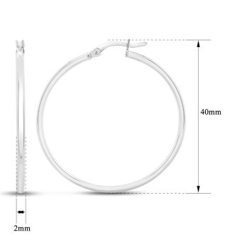 40MM Classic Hoop Earrings In Sterling Silver