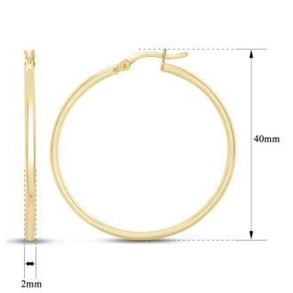 40MM Classic Hoop Earrings In 14 Karat Yellow Gold Over Sterling Silver
