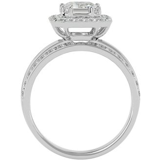 2 1/2 Carat Emerald Cut Diamond Bridal Set In 14 Karat White Gold