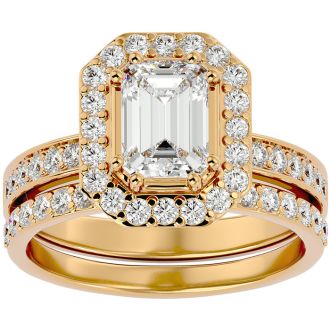 2 1/2 Carat Emerald Cut Diamond Bridal Set In 14 Karat Yellow Gold