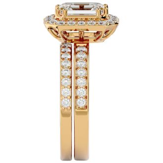 2 1/2 Carat Emerald Cut Diamond Bridal Set In 14 Karat Yellow Gold