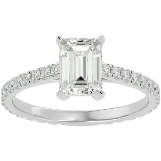 2 Carat Emerald Cut Diamond Engagement Ring In 14 Karat White Gold